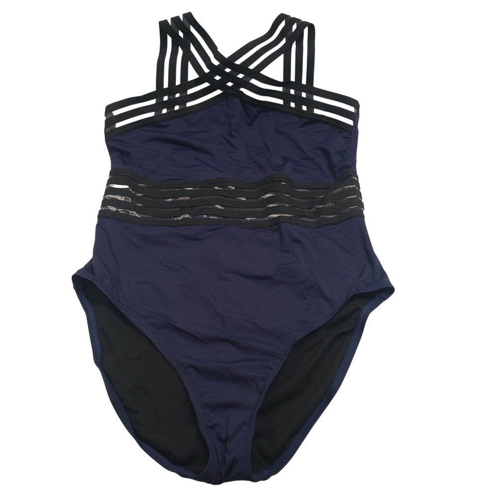 Hilor Womens Mesh One Piece Swimsuit XL Navy Blue